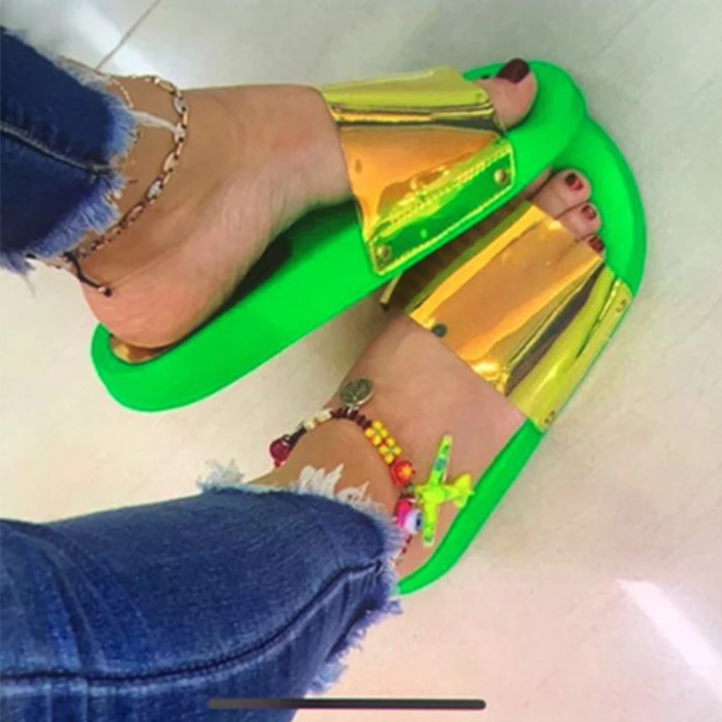 Прозрачные женские тапочки Женская нескользящая обувь повседневная на плоской