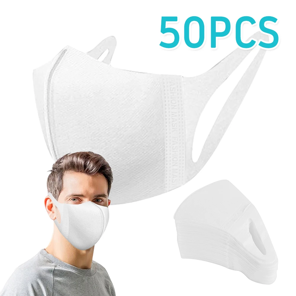 

10/50PCS 3D Face Masks Dust Respirator Mouth Masks 3D Mask Breathable White Mouth Cover Dustproof Masks mascherine mascarilla