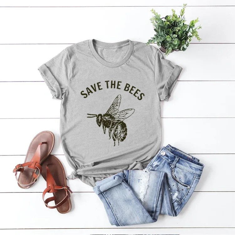 Повседневная футболка с надписью Save The Bee S для пчеловодства Стильная хлопковая