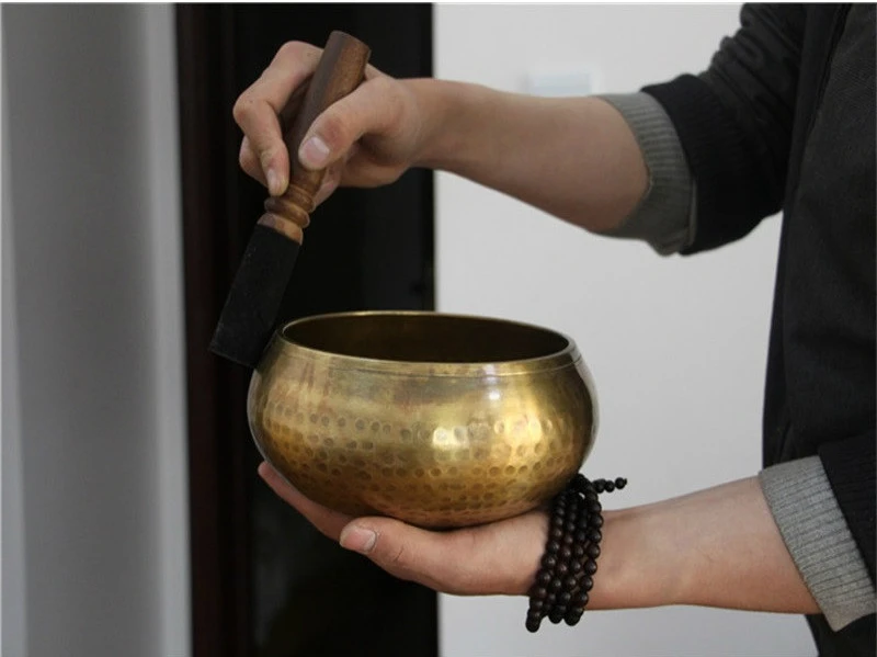 Буддизм медная Поющая чаша ручной работы желтые металлические благоприятные