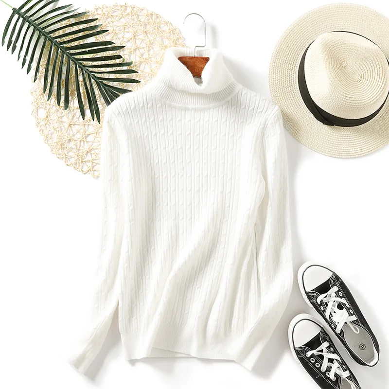 

2019 autumn winter Women Knitted Turtleneck Sweater Casual Soft polo-neck Jumper Fashion Slim Femme Elasticity Pullovers