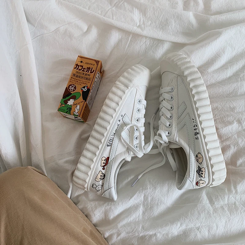 Женская парусиновая обувь Новинка 2020 года модная на плоской подошве в Корейском