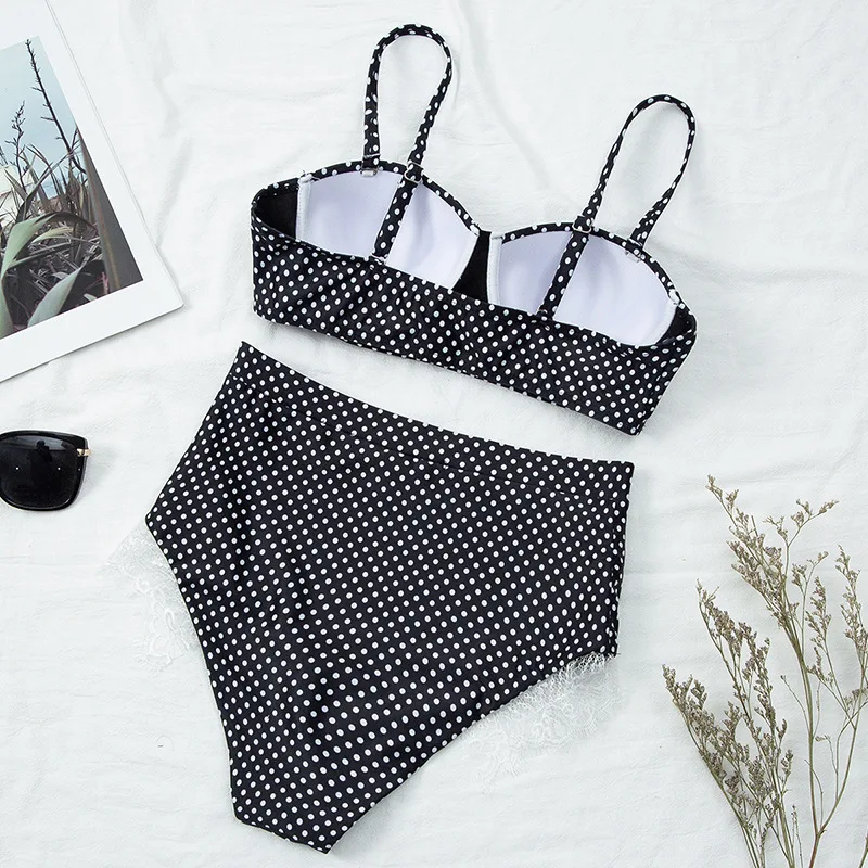 Бикини женское кружевное с эффектом пуш-ап и высокой талией | Женская одежда