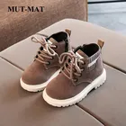 Новинка Осень-зима 2020, детская обувь, ботинки Martin для мальчиков и девочек, короткие ботинки из искусственной кожи, плюшевая Детская уличная обувь