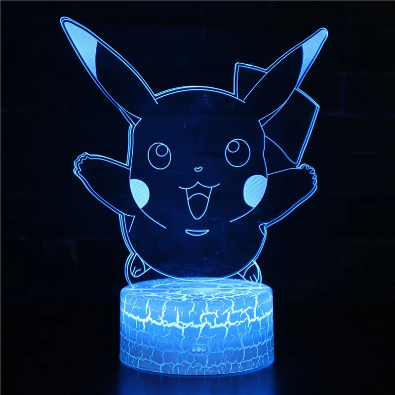 Pokemon Umbreon 7 цветов лампа 3d визуальные светодиодные ночники дети сенсорный Usb настольная лампа Пикачу ребенок Покемон го фигурка