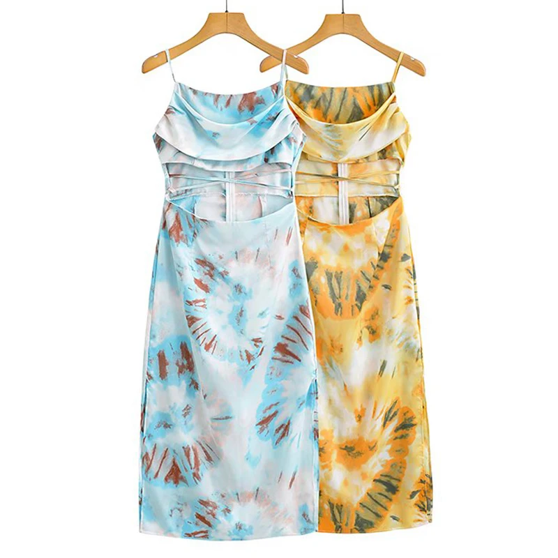 

Женское винтажное платье на бретельках, привлекательное ажурное длинное платье с принтом, разрезом сбоку, праздничное пляжное платье, лето ...