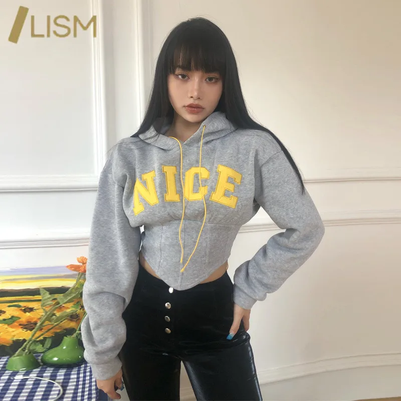 ЛМС в винтажном стиле С буквенным принтом худи с аппликациями и длинными