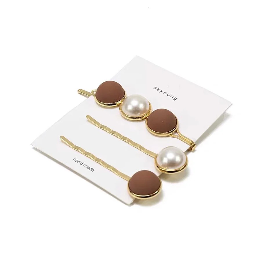 

3pcs/Set Simulated Pearl Hair Pins Accessories Women Barrettes Resin Round Gold Hairgrip Clip Headpiece for Girls Head Jewelry