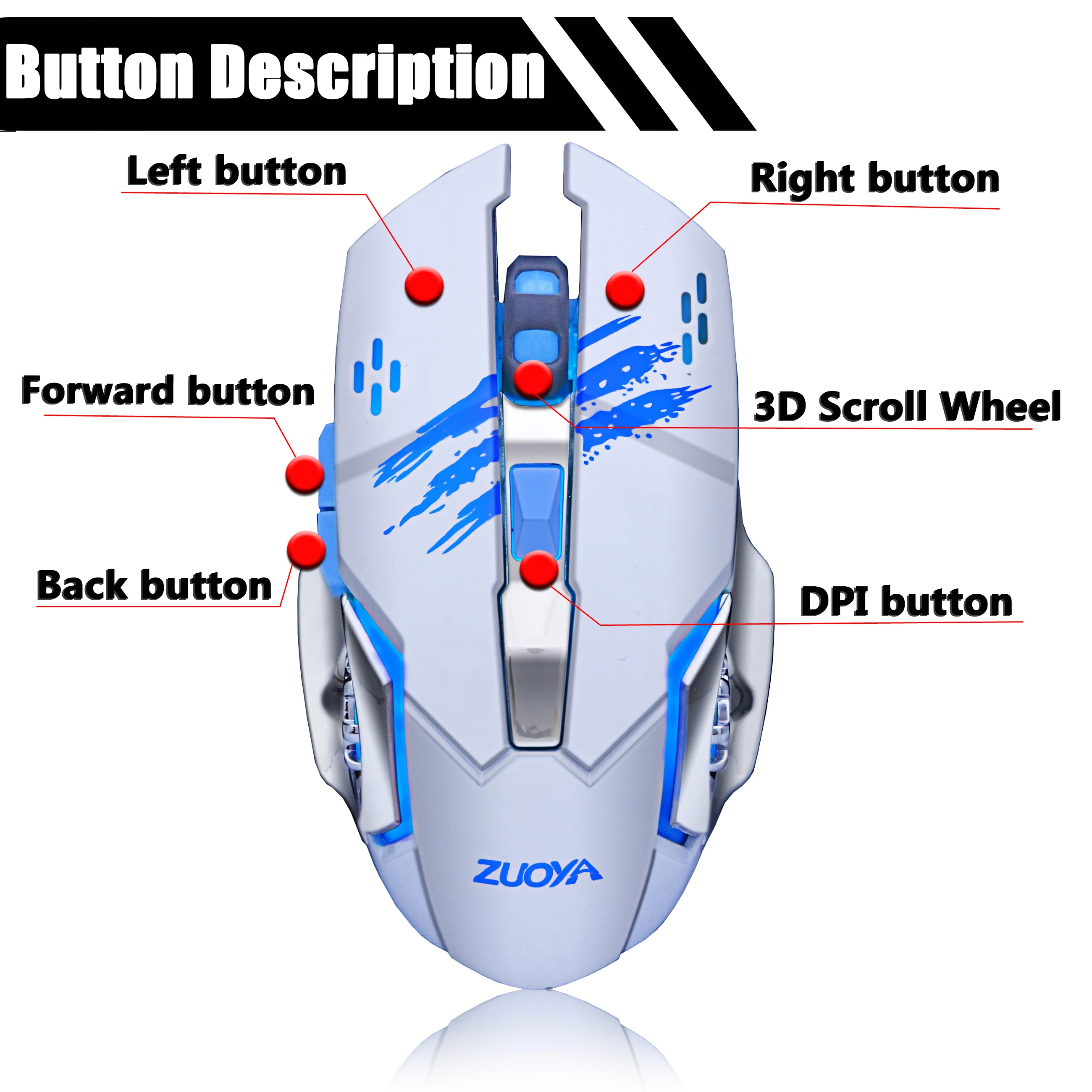 ZUOYA, игровая мышь, dpi, регулируемая проводная мышь, USB, оптический светодиодный, компьютерные мыши для ноутбука, ПК, игры, профессиональный геймер