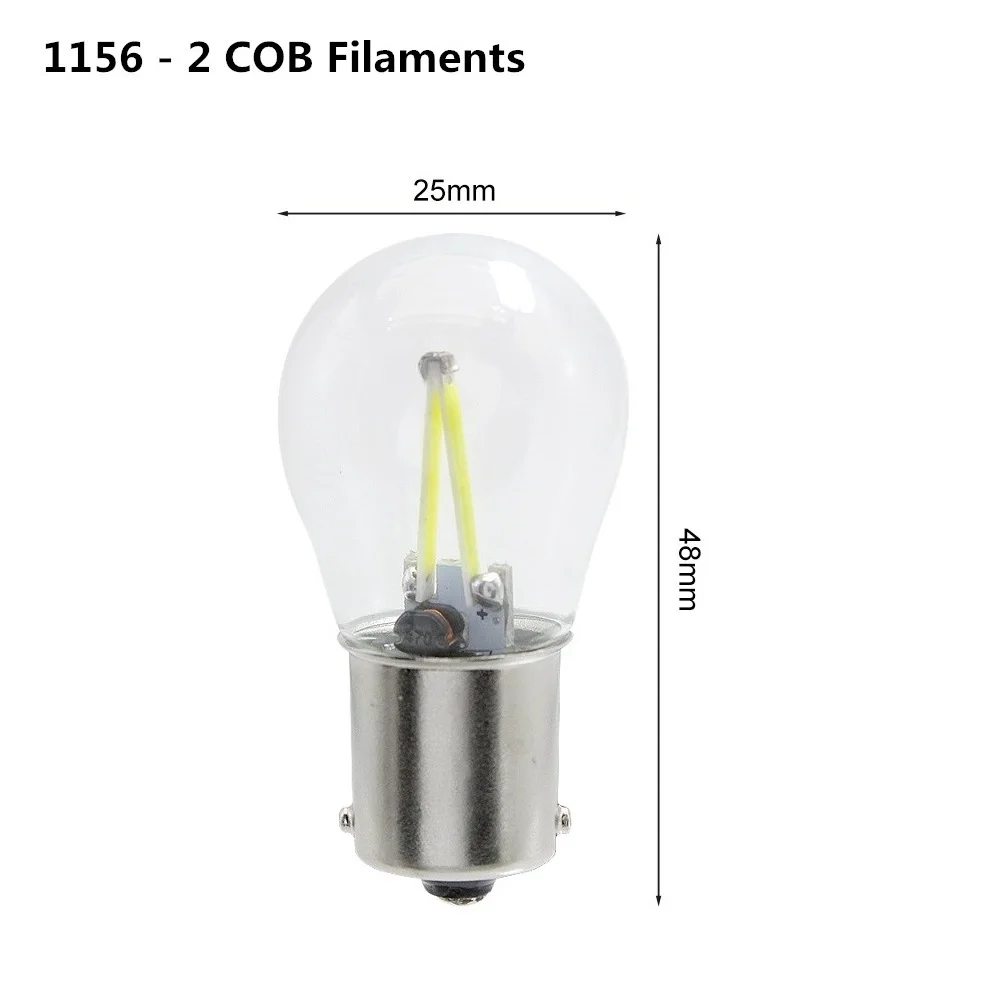 1156 - 2 COB Chips 1 шт.: ANBLUB P21W BA15S 1156 BAY15D 1157 авто фары для автомобилей COB Светодиодная лампа накаливания включение света задние тормоза лампы, сигнализирующий фонарь 12V огни DRL - Испускаемый цвет: 1156 - 2 COB Chips