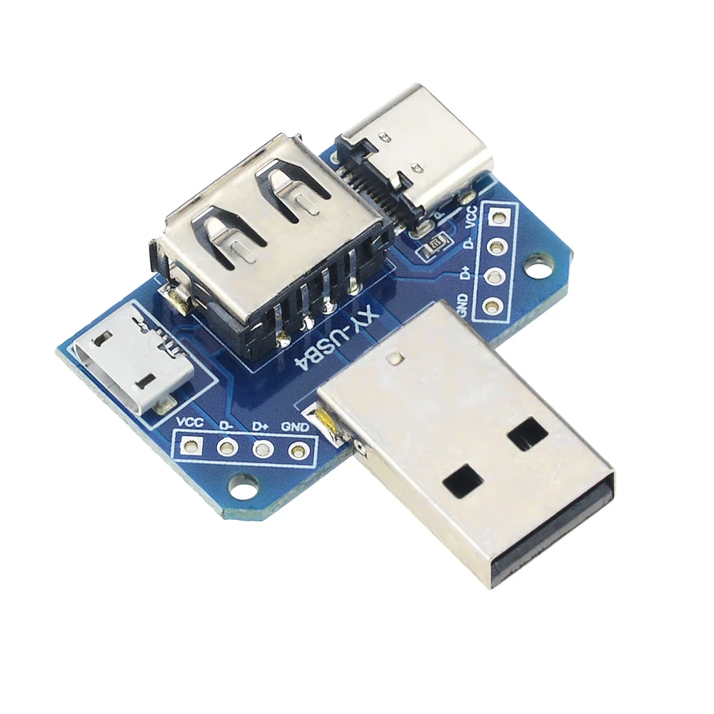 1 шт. DC 5 в 4 USB к Micro Type-C 4P 2 54 мм разъем адаптера пластина Папа-мама | Обустройство