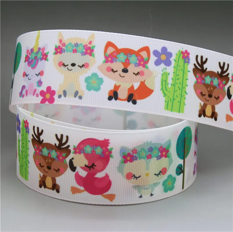 DHK 1.5'' 5yards fox cat animals printed grosgrain Ribbon Accessory hairbow headwear decoration DIY Wholesale 38mm E1615 - Цвет: 2