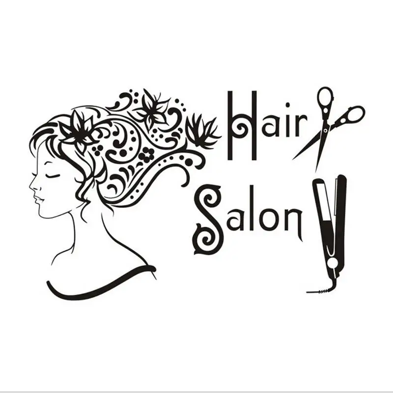 New Women Hair Salon Wall Sticker Adhesive Barber Stickers Home Shop Background Poster Art Decor Wallpaper Mural | Дом и сад