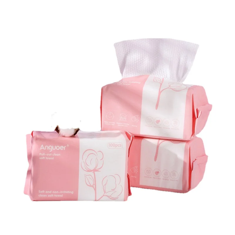 

100 Sheets Of Disposable Cleaning Wipes Makeup Remover Soft Cotton Towels Dry Wet Skincare Roll Paper