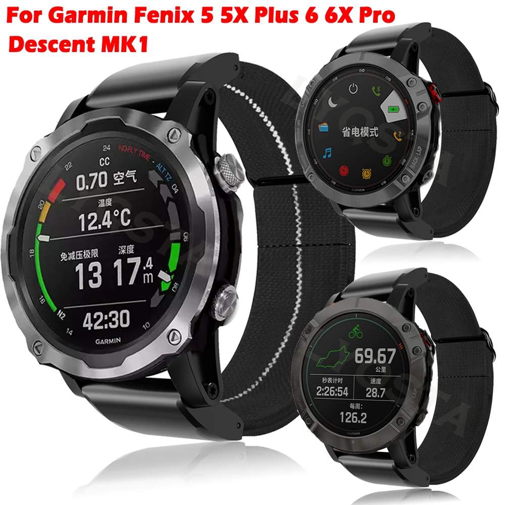 

Ремешок нейлоновый для наручных часов, эластичный быстросъемный браслет для Garmin Fenix 5 5X Plus 6 6X Pro 3 3HR, 22 мм 26 мм