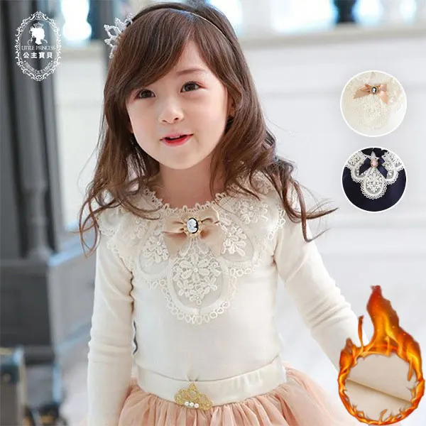 white2 velvet Весенне-Осенняя детская рубашка зимние топы для детей, кружевная блузка для девочек хлопковая детская футболка нижняя часть для подростков от 1 до 10 лет - Цвет: white2 velvet
