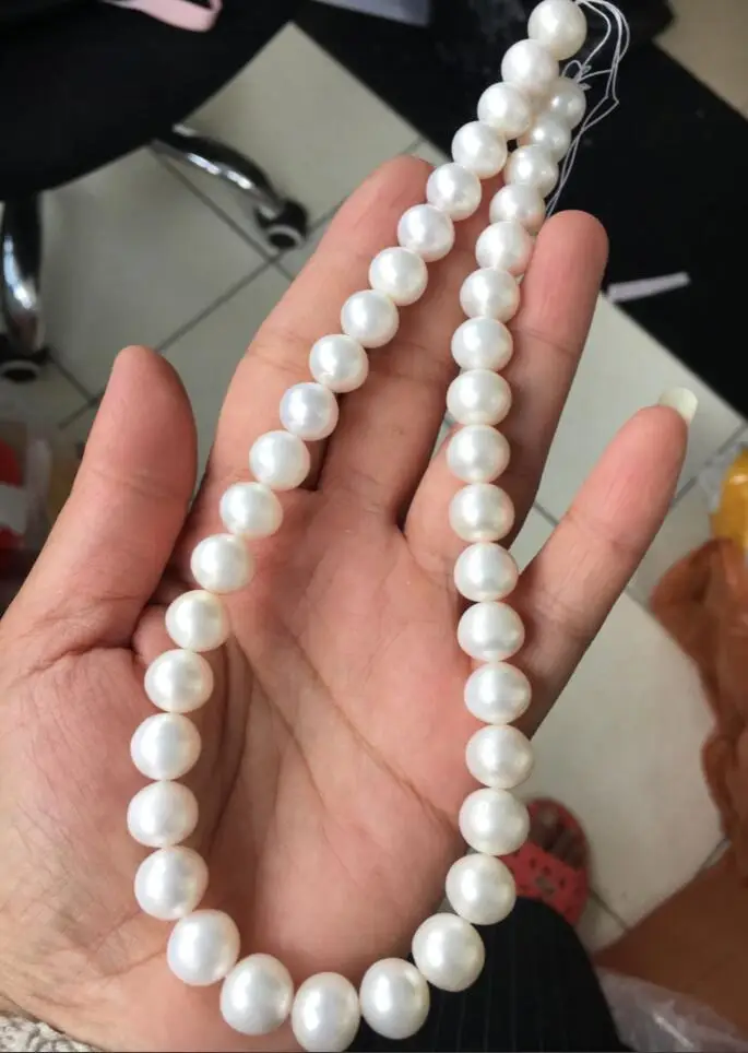 

promotion sale 11-12mm AAA white Freshwater pear necklace 45cm 925 silver