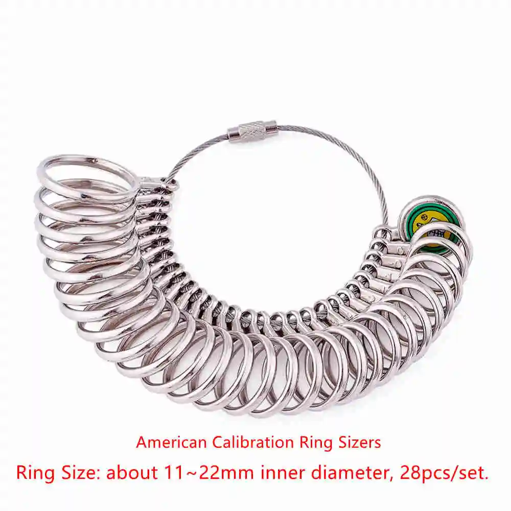 AmericanRingSizers Ювелирные изделия измерительные Наборы инструментов с кольцом оправки и измерители размера кольца модель измерения пальца, резиновые молотки и ткань для полировки серебра - Цвет: AmericanRingSizers