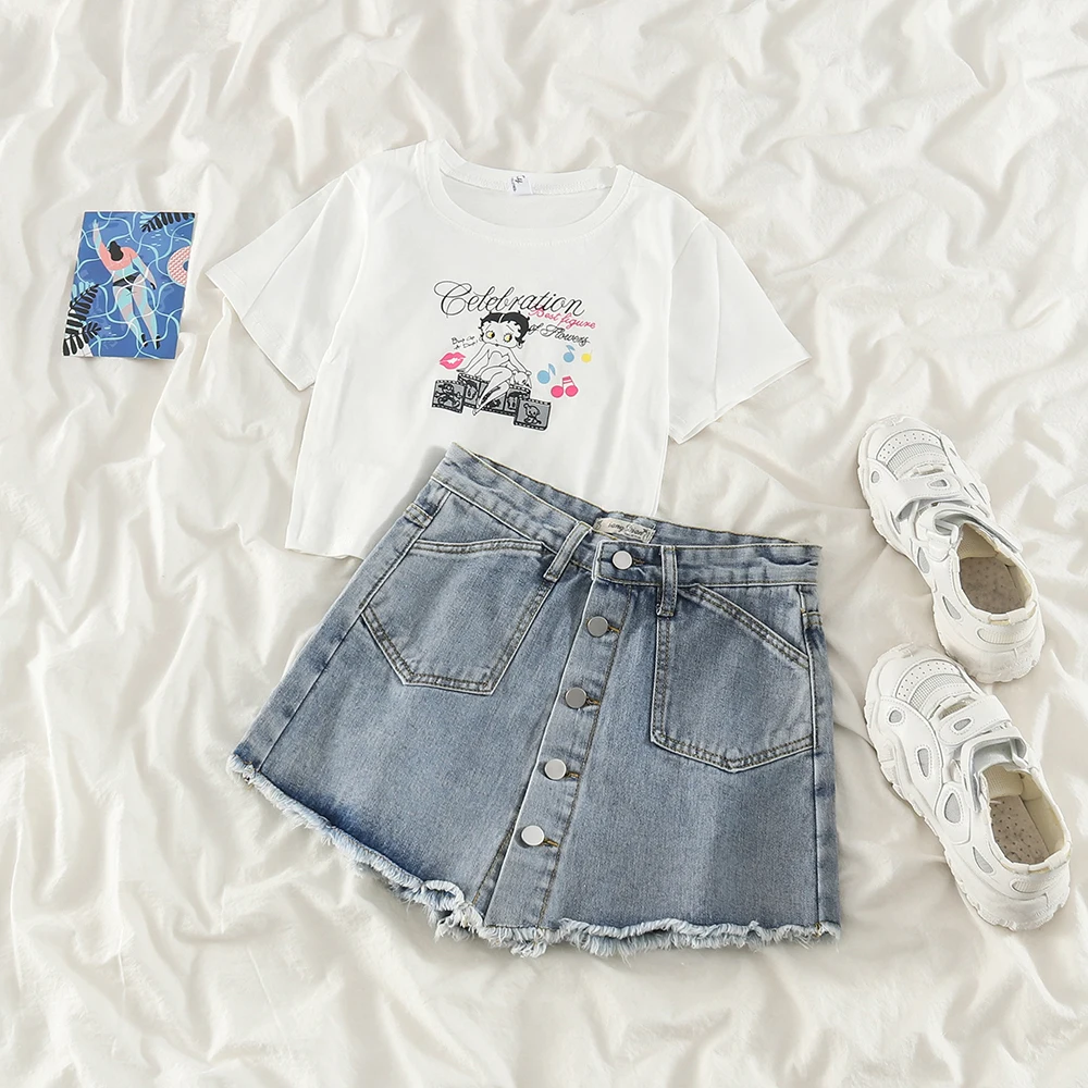 Джинсовая короткая юбка брюки женская летняя Новинка 2021 студенческий