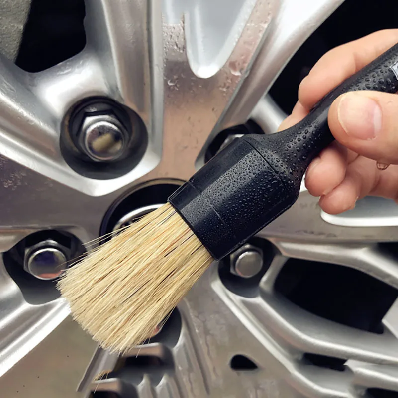 

Heavy Duty Snake Handle Natural Boar Car Detailing Brush For Dashboard Wheels Grille Emblem Car-styling Cleaning