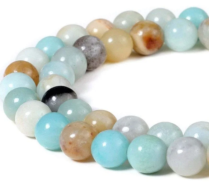 

Natural Amazonite Charm Gem Round Loose Bead Jewelry Making Supplies