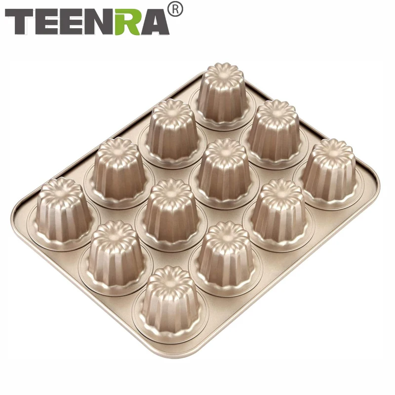 TEENRA 12 чашек Титан Сталь Canele форма для кекса с антипригарным покрытием Muffin