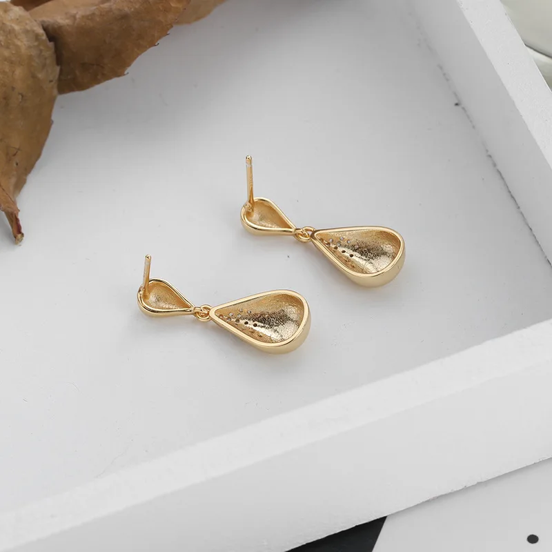 Аутентичные серьги-гвоздики с подвесками из стерлингового серебра 925 пробы с покрытием шампанское золото в форме капель/слез с кристаллами циркония длинные ювелирные украшения TLE778.