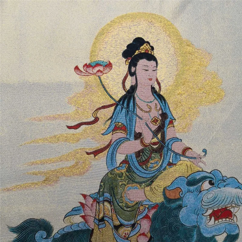 Китайская старая тибетская шелковая танка подвесная картина фэншуй Бодхисаттва
