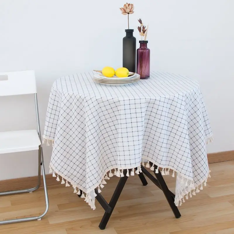 Plaid White Rectangle Tablecloth Waterproof Faux Cotton Linen Kitchen Dinning Coffee Table Cloth Cover Obrus Tafelkleed Mantel | Дом и сад