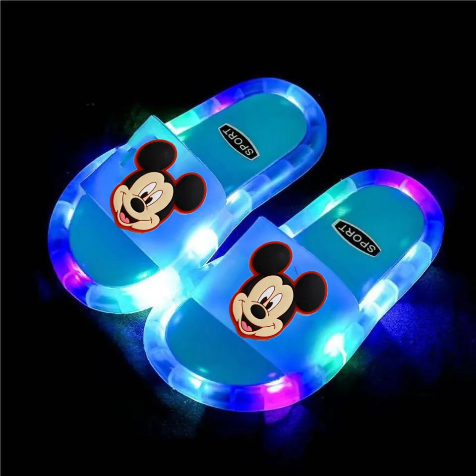 

Disney children's cartoon Minnie Mickey summer non-slip soft bottom beach shoes home shoes boys girls baby slippers LED