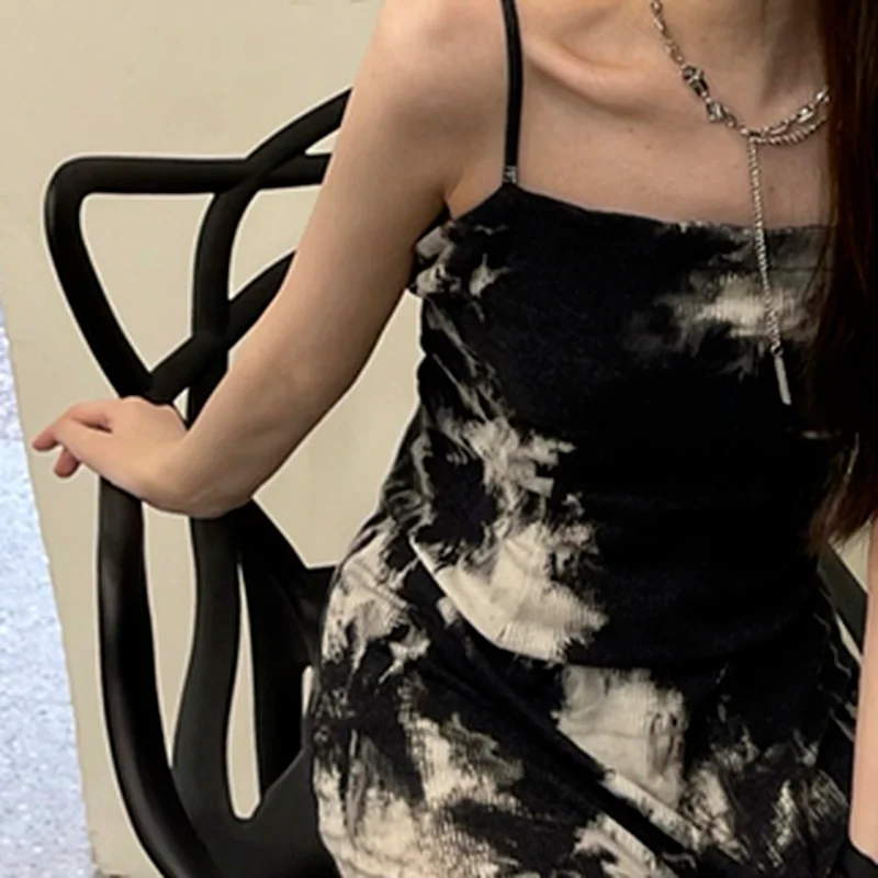 Платье женское без рукавов пикантная винтажная уличная одежда на