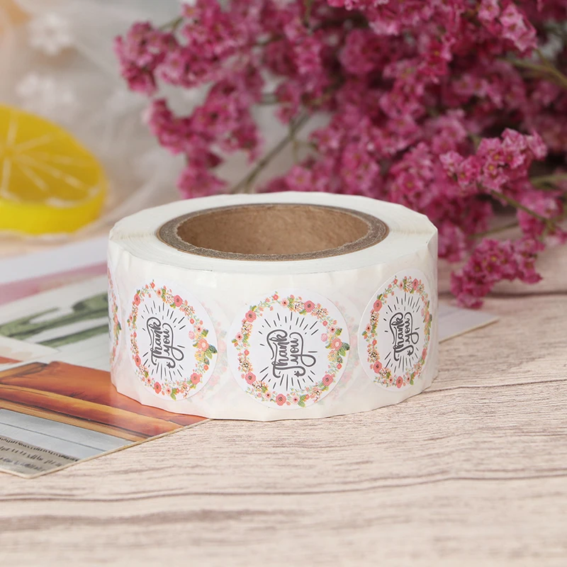 

500pcs/lot Flower Thank You Series Round Sticker DIY Gifts Package Labels