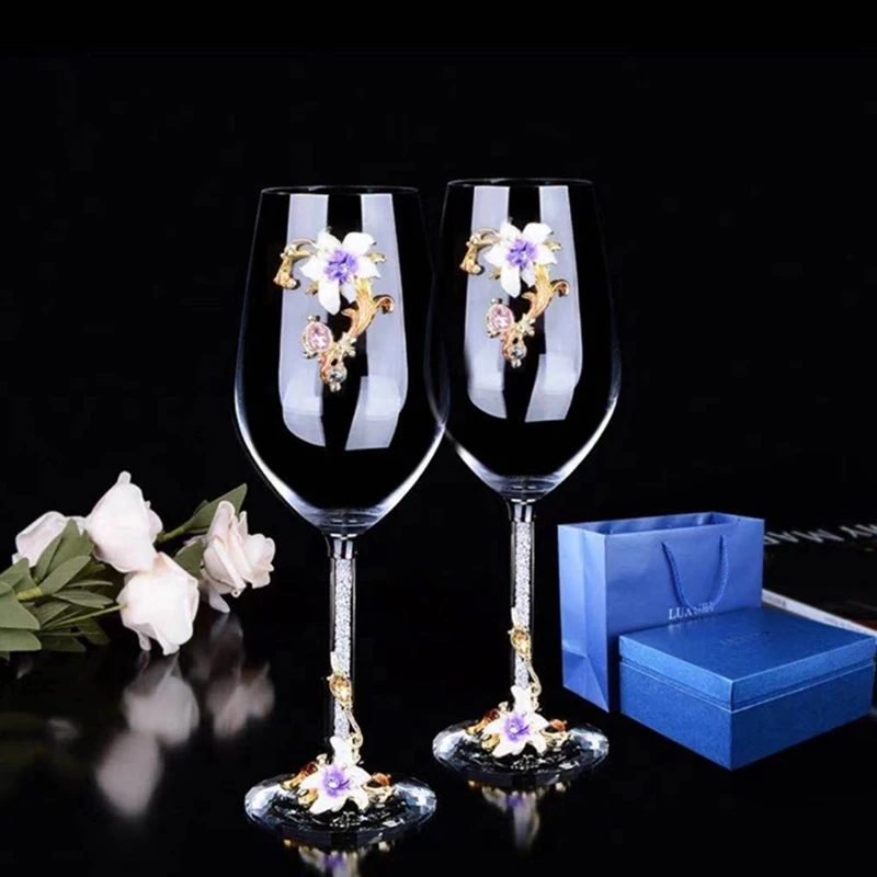 

2PCS/European Style Red Wine Glass Enamel Goblet