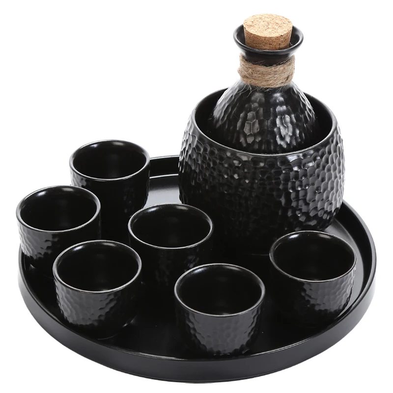 

Ceramic White Black Simple Rustic Sake Cups Set Mens Gift Set Luxury Creative Gift Chopeira Portatil Household Products Ec50jj