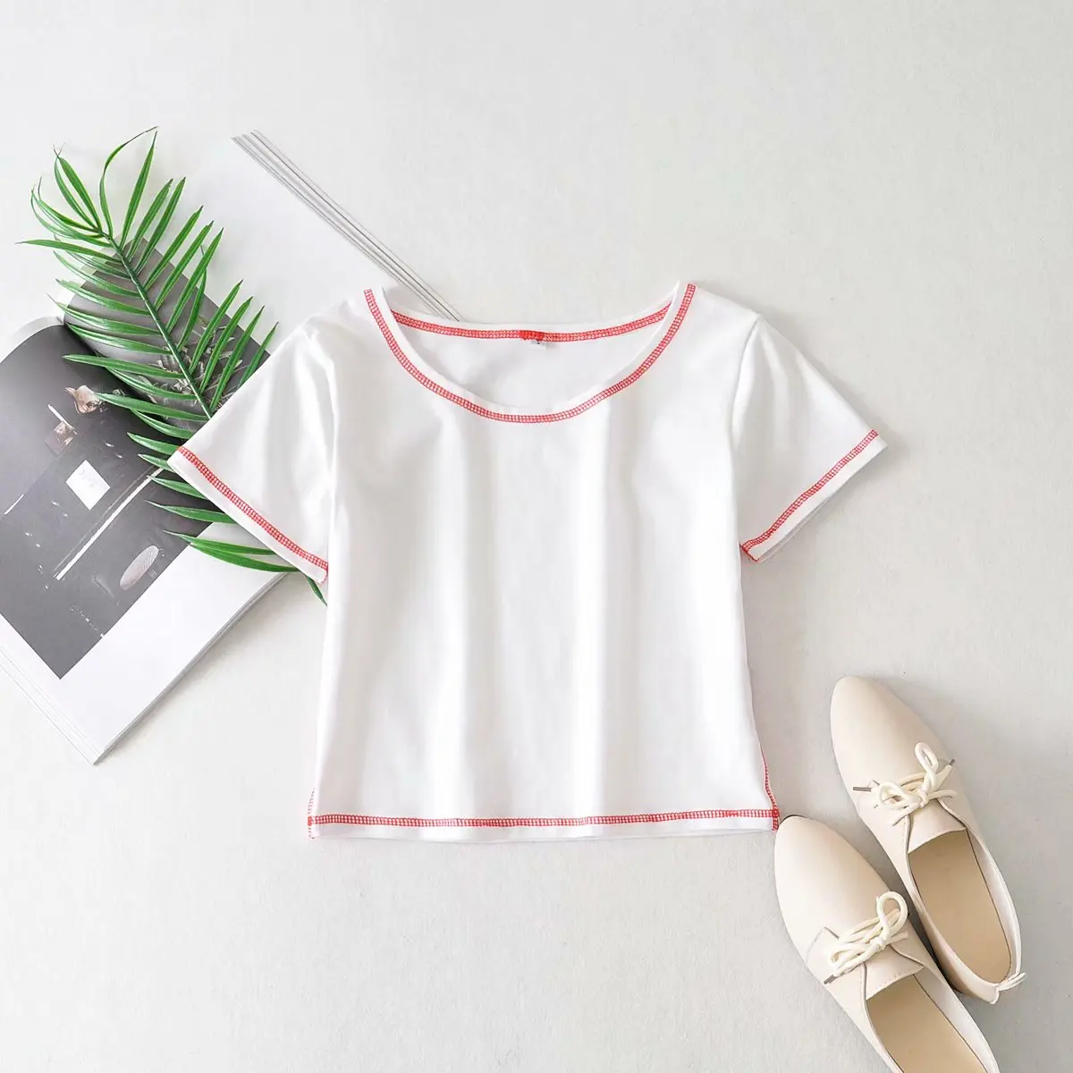 Женский винтажный кроп-топ в стиле Харадзюку милая уличная одежда Корейском лето