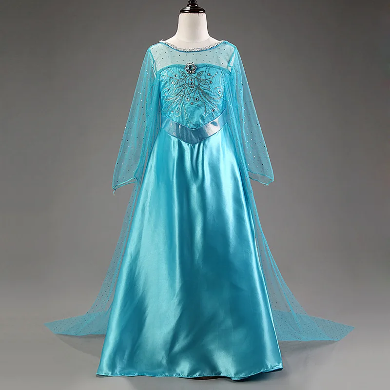 

2021 New Girls Long Sleeve Gemstone Diamond Princess Dress Kids Elegant Party Prom Ball Gown Children Costume 3-14 Year