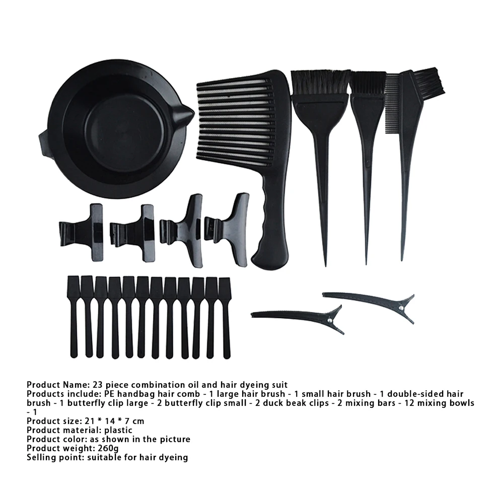 

23pcs Hair Dying Set Coloring Dye Bowl Comb Brush Hairdressing Styling Kit Dying Coloring Hairdressing Dying Hair Kit