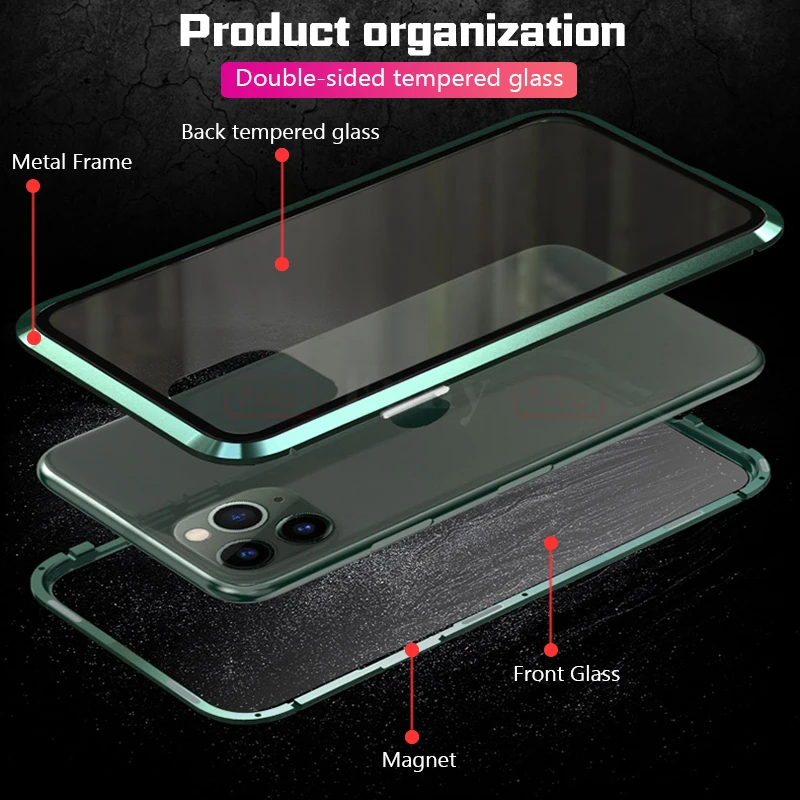 Full Coverage Phone Case For iPhone11 Pro Max Cover Magnetic cases iPhone 11 case 360 Metal Bumber 11Pro |