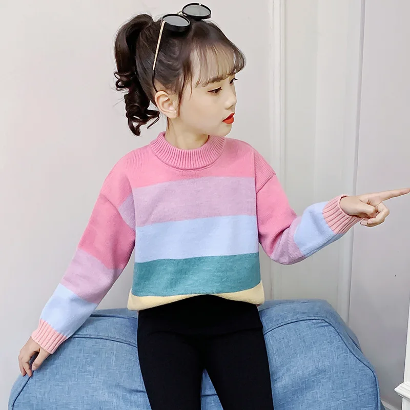 

Girls Sweater Baby's Coat Outwear 2021 Cheap Thicken Warm Winter Autumn Knitting Scoop Jacket Formal School Children's Clothing