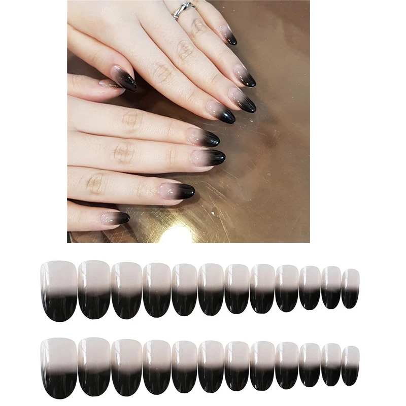 Искусственные ногти с черным градиентом 24 шт./компл. | Красота и здоровье