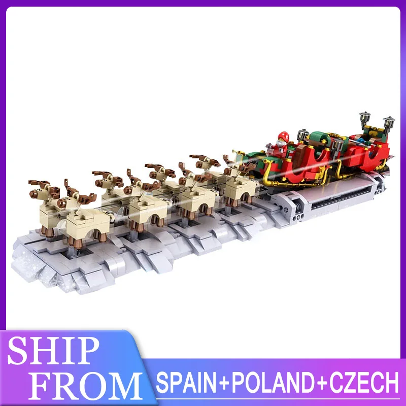 

10015 строительные блоки Mould King, Рождественская модель Санта-Клауса с мотором, 1318 шт., Детские кубики, рождественские подарки