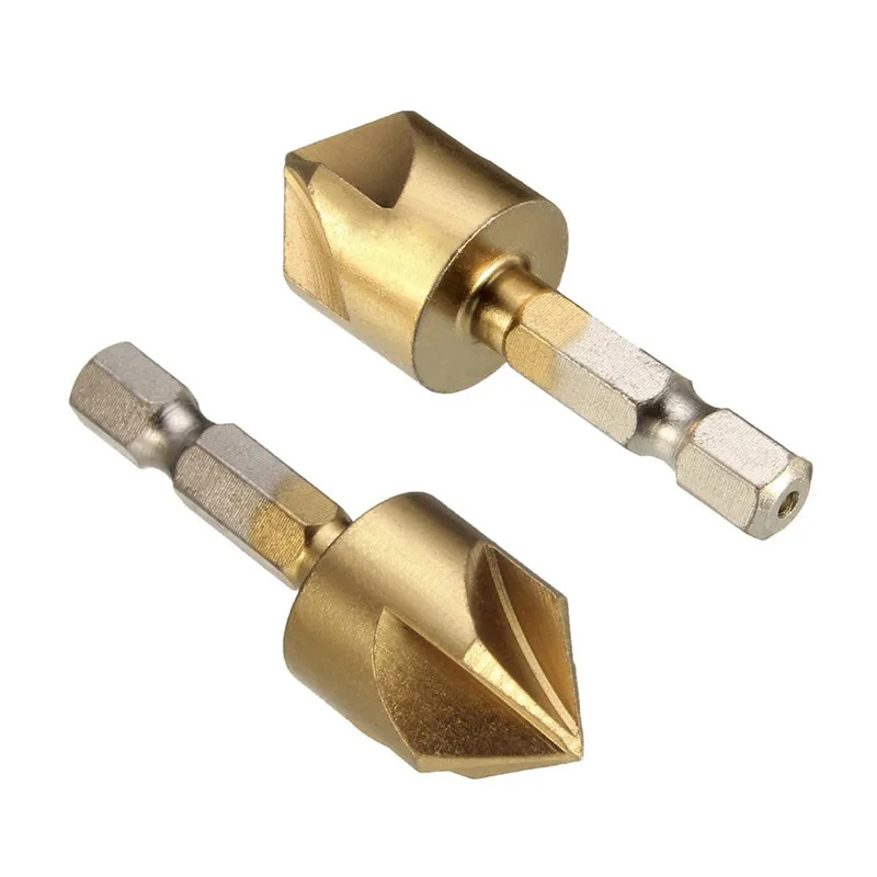

Hexagon Handle Drill Bit Set Deburring Set of Drills Titanium Plated Five-edge Chamferer Cutter 6pcs/set 6-19mm 90 Degree Tools