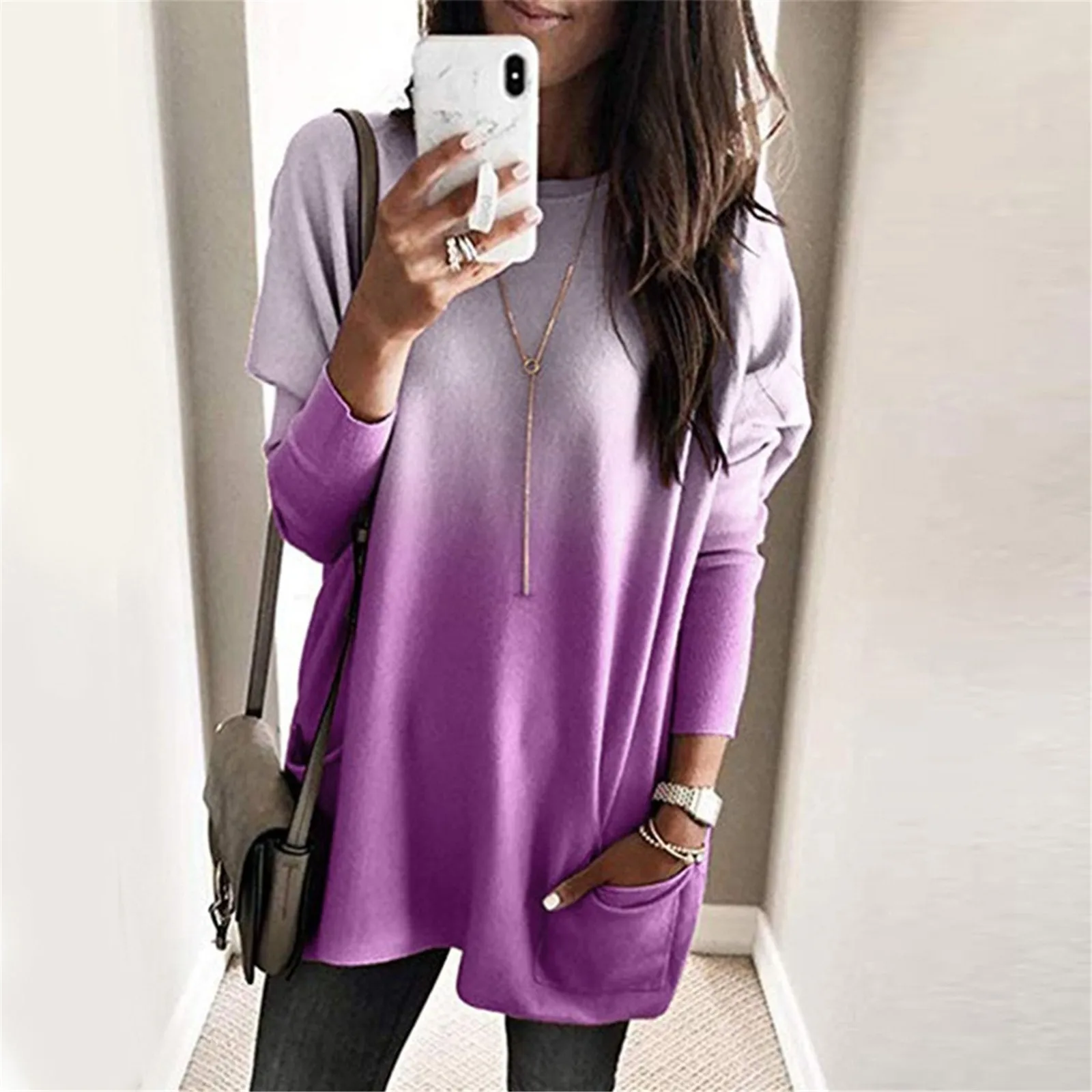 Женская зимняя длинная футболка с длинным рукавом Размеры d | одежда