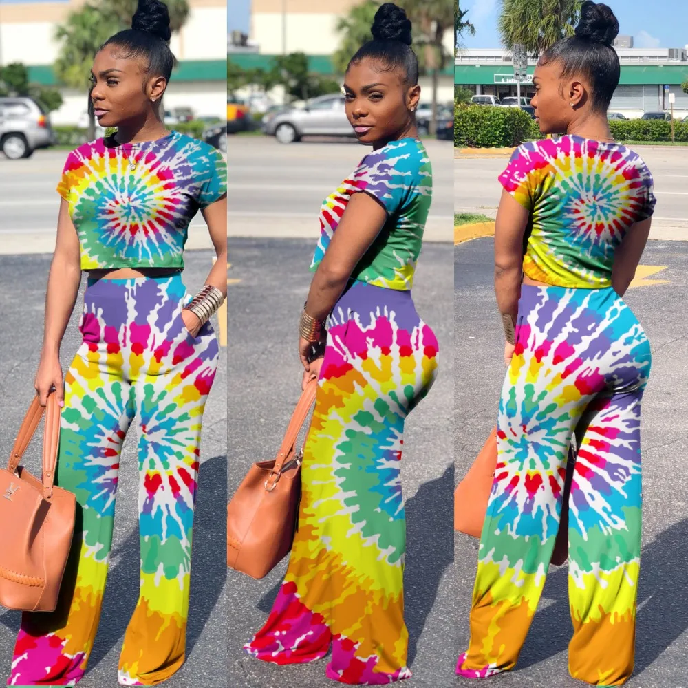 Женские летние комбинезоны наряд комплект из 2 предметов с радужным принтом и