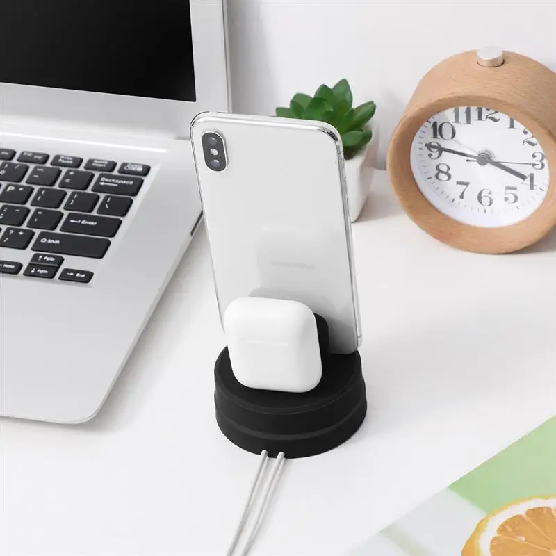 UKCOCO 2 в 1 силиконовая подставка зарядная док станция держатель для Apple AirPods iPhone 11 Pro