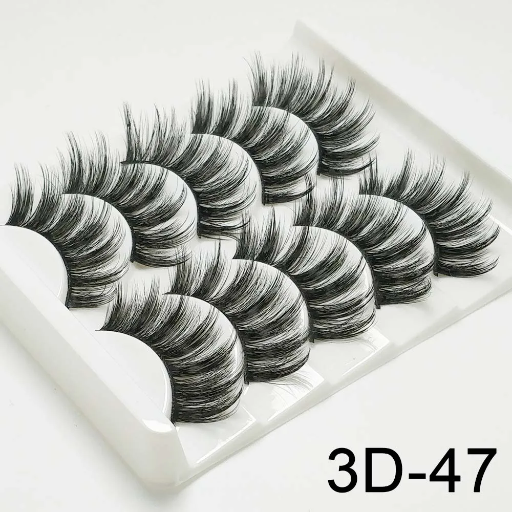 3D-47 5 пар норковых ресниц натуральные/толстые 3D Искусственные ресницы натуральные накладные ресницы ручной работы инструмент для макияжа накладные ресницы - Цвет: 3D-47