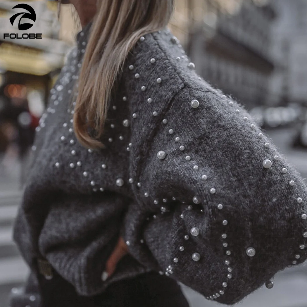 FOLOBE свитер с круглым вырезом Женский пуловер женский шарик пузыря свободный