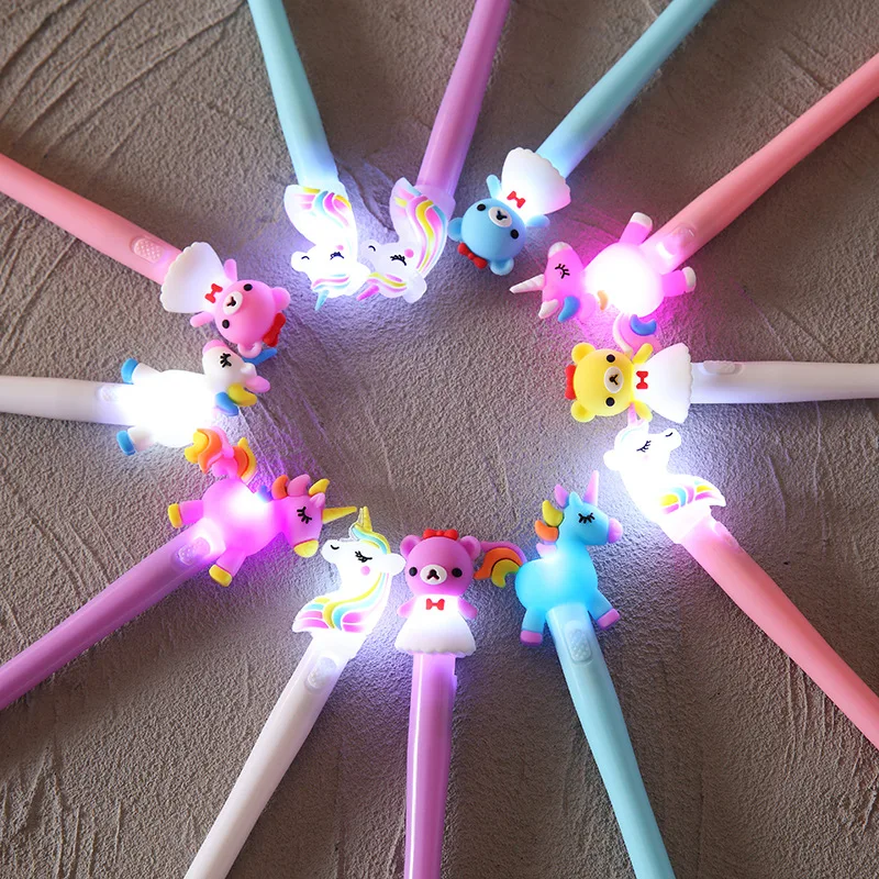 

4pcs Gel Pen Glow Unicorn Pen Stationery Kawaii School Supplies Gel Ink Pen School Stationery Office Suppliers Pen Kids Gifts