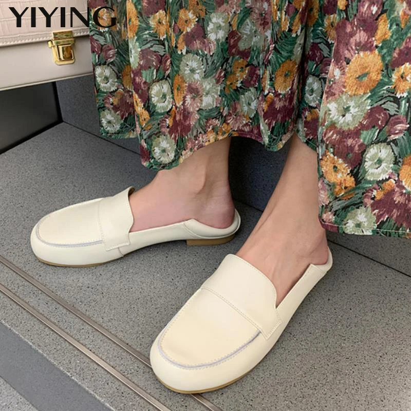 Women Flat Shoes 2021 Fashion Women Real Leather Flats Square Toe Slip On Shoes Shallow New Spring Ladies Footwear