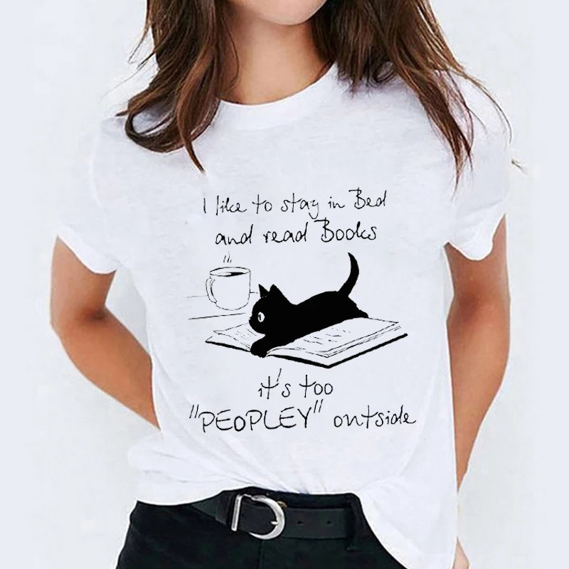 

Cat Cute Pet Graphic T-shirts Women Cartoon Funny 90s Style Girl Trend Fashion Ladies Print Lady Womens Female Tee T T-Shirt